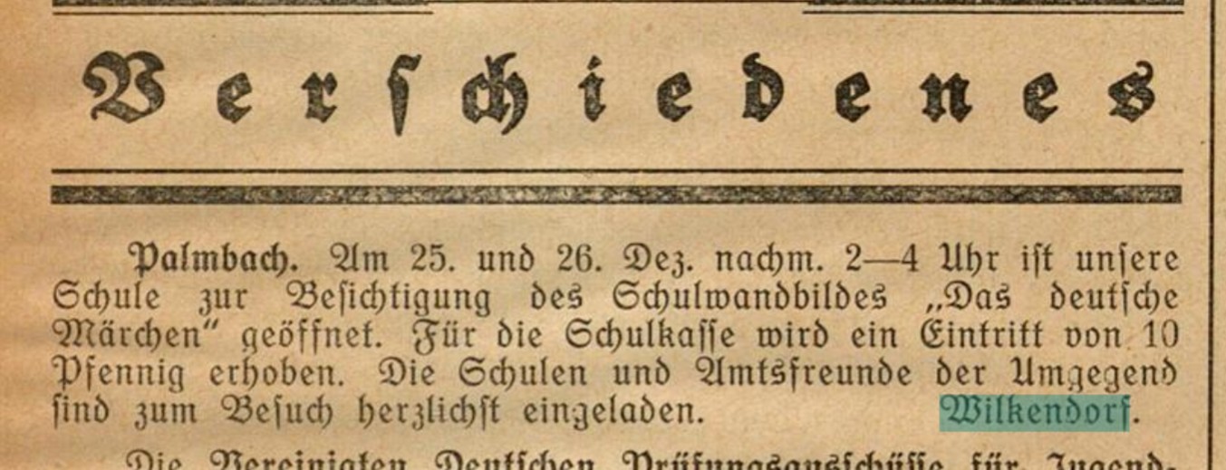 Die Badische Schulzeitung, Dez.1929: Das Schulwandbildes "Das deutsche Märchen" in Palmbach Die Badische Schulzeitung, Dez.1929: Das Schulwandbildes "Das deutsche Märchen" in Palmbach